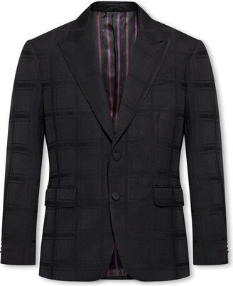 Checked Single-Breasted Blazer-AA