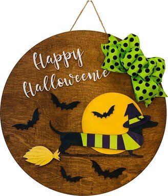 Happy Halloweenie - Halloween- Dachshund Doxie Dog Wooden Door Sign/Wreath