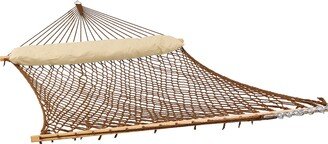 Sunnydaze Decor Sunnydaze 2-Person Polyester Rope Hammock with Spreader Bars, Natural, 450 Pound