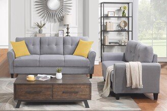 Calnod Modern Linen Upholstered Sofa Set Comfortable and Durable Easy Assembly Light Grey-Blue, 2+3 Seat