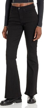 Womens Basic 5 Pocket 1 Button High-Rise Flare Jeans