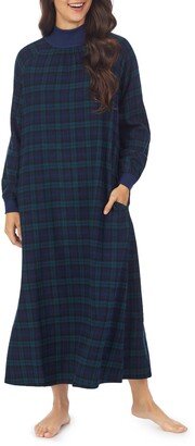 Lanz of Salzburg Mock Neck Long Sleeve Flannel Nightgown