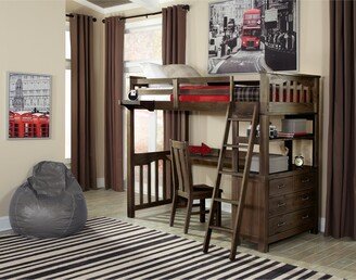 Highlands Loft Bed w/Hanging Nightstand & Desk