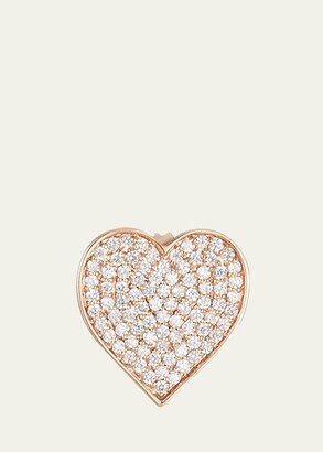 Oversized Heart Stud Earring with Diamonds in 14K Rose Gold