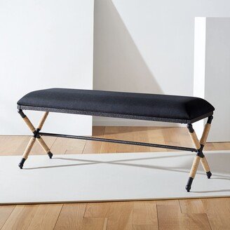 Couture Collection Carmelo Coastal Black Linen Hemp Wrapped Bench