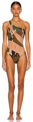 Snake Mesh Mio Swimsuit in Army