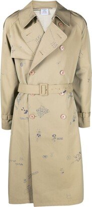 Graphic-Print Trench Coat-AA