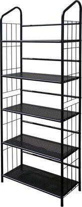 Black Five Shelf Metal Standing Book Shelf - 64 x 11 x 26