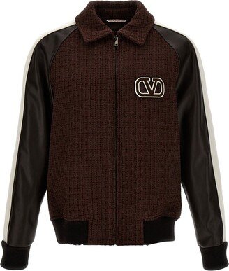 Logo Motif Embroidered Bomber Jacket