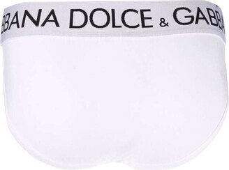 Man's White Cotton Briefs With Logo