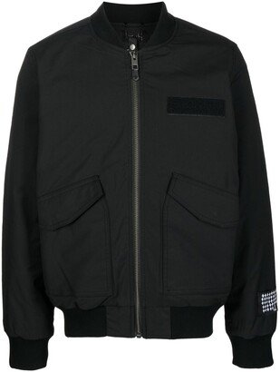 Patch-Detail Zip-Up Bomber Jacket