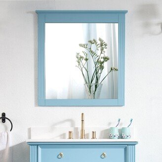 WELLFOR Modern 33'' H Bathroom Rectangular Solid Wood Mirror