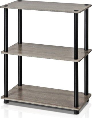 Gray Oak and Black Finish 3-Tier Bookcase - 23.6 x 9.5 x 29.7 inches
