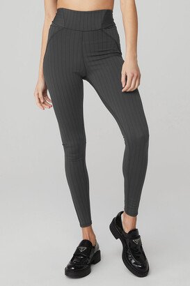 Pinstripe Jacquard Extreme High-Waist Legging in Anthracite/Black Grey, Size: 2XS |