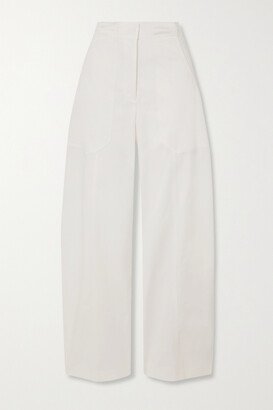 Paneled Cotton-blend Straight-leg Pants - White