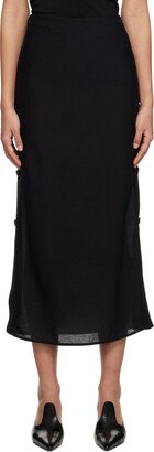 Black Button Maxi Skirt