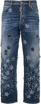 Boston embroidered wide leg jeans