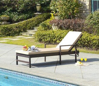 Alma Rattan Brown/ Red Sun Lounger - 80 x 28 x 39