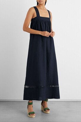 Celeste crochet-trimmed linen maxi dress