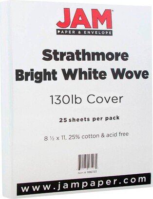 JAM Paper & Envelope JAM Paper 8.5x11 Strathmore Extra Heavy Weight Cardstock 130lb 25 Sheets Bright White Wove