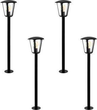 Loops 4 PACK IP44 Outdoor Bollard Light Black Aluminium Lantern 60W E27 Lamp