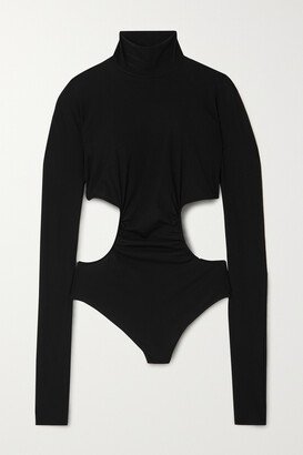 N°21 Alida Cutout Open-back Stretch-modal Thong Bodysuit - Black-AA