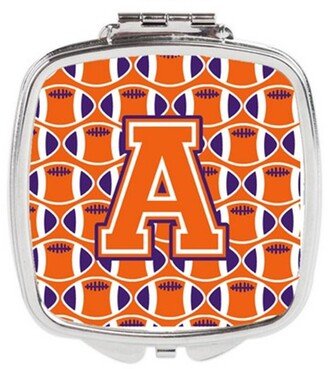 CJ1072-ASCM Letter A Football Orange, White & Regalia Compact Mirror