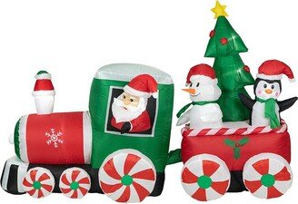 Northern Lights Northlight 8Ft Inflatable Train With Santa And Friends Outdoor Christmas Decoration