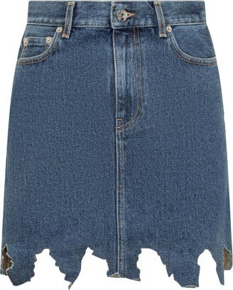 Lasercut Denim Mini Skirt-AA