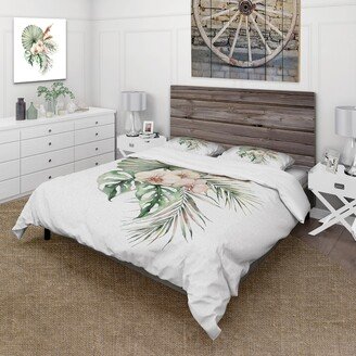 Designart 'Tropical Bouquet With Orchids Palm Leaves' Traditional Duvet Cover Set