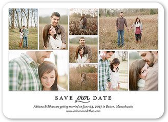 Save The Date Cards: Modern Montage Save The Date, Black, Matte, Signature Smooth Cardstock, Rounded