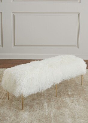 Interlude Home Antanette Sheepskin Bench with Stiletto Legs-AA