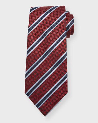 Men's Geometric Stripe Silk Tie-AA