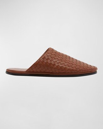 Men's Open-Back Intrecciato Leather Slippers