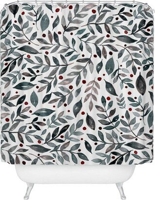 Angela Minca Seasonal Branches Shower Curtain Green