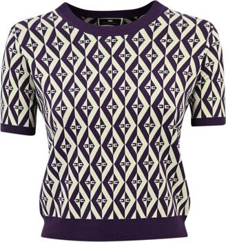 Knitted T-shirt With Rhombus Pattern