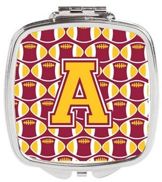 CJ1081-ASCM Letter A Football Maroon & Gold Compact Mirror