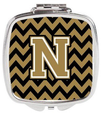 CJ1050-NSCM Letter N Chevron Black & Gold Compact Mirror, 3 x 0.3 x 2.75 in.