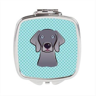 BB1169SCM Checkerboard Blue Weimaraner Compact Mirror, 2.75 x 3 x .3 In.