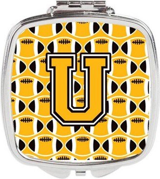 CJ1080-USCM Letter U Football Black, Old Gold & White Compact Mirror