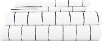 HOMESPUN HOME SPUN Premium Ultra Soft Distressed Field Stripe Pattern 4-Piece Bed Sheets Set
