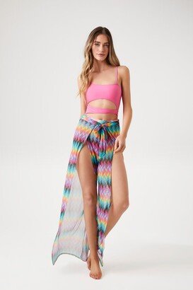 Women's Chevron Print Swim Cover-Up Pants in Orchid Small