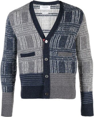 Pow check jacquard V-neck cardigan