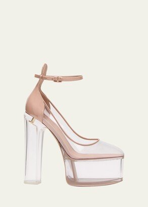 Tan-go Clear Ankle-Strap Platform Sandals-AB