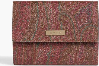 Paisley-print coated-canvas wallet