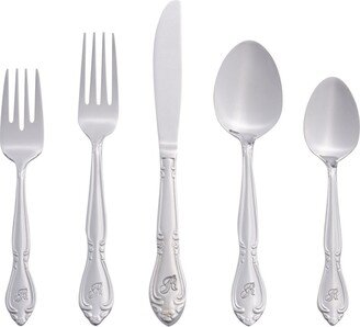 Riverridge Rose 46 Piece Monogrammed Flatware Set - R, Service for 8