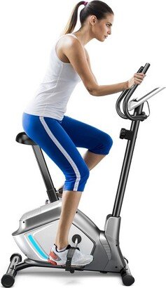 2-in-1 Exercise Bike Adjustable Magnetic Stationary Bike w/ LCD Screen 8 Magnetic Resistances