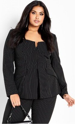 | Women's Plus Size Jkt Sabine Stripe - Blk Stripe - 18W