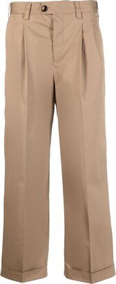 PT Torino Pleated-Edge Straight-Leg Trousers