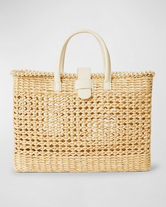 Capri Cutout Woven Straw Tote Bag